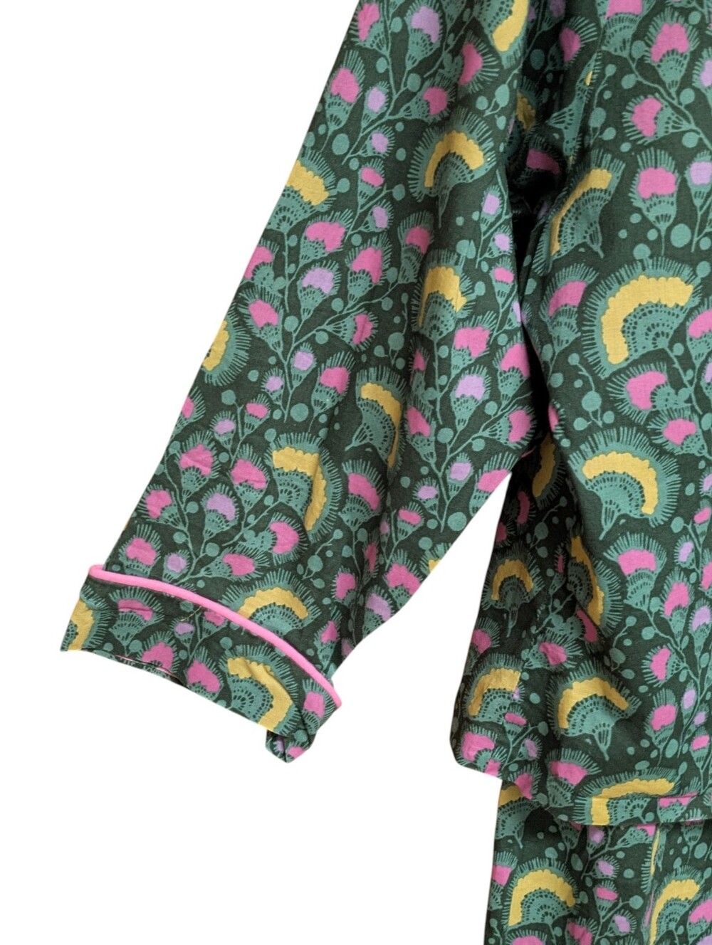 The Cat's Pajamas Green Floral Print 100% Cotton Pajama Set Size Small - Picture 7 of 12